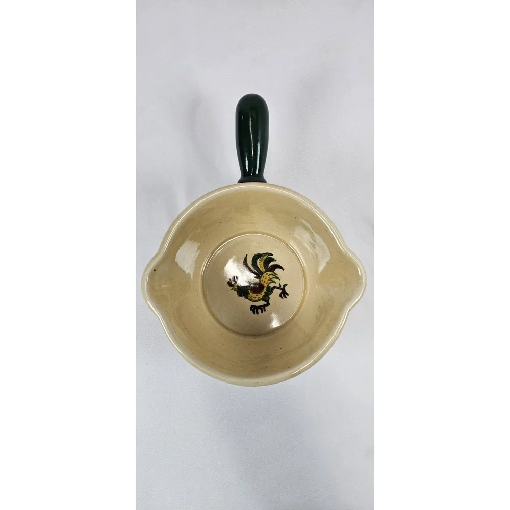 Vintage Metlox‎ Poppytrail Rooster Gravy Bowl Handle California Provincial Green